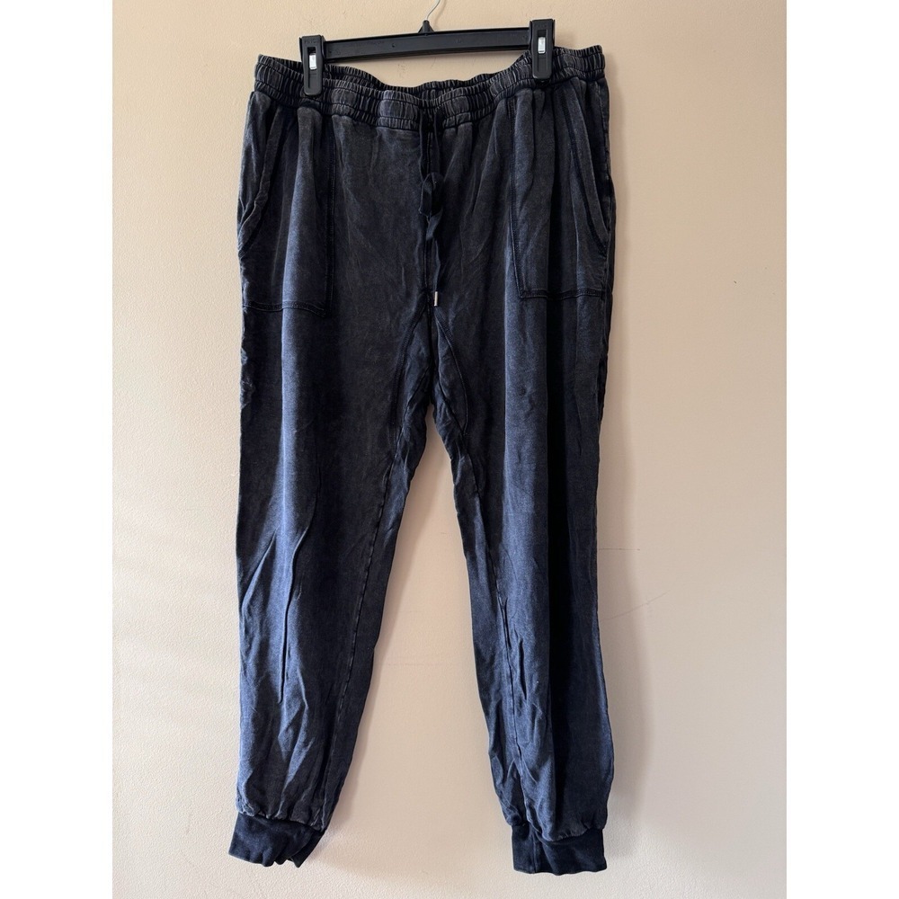 White Birch High Rise Joggers Black Drawstring Flap Pockets Women's Size 1xl